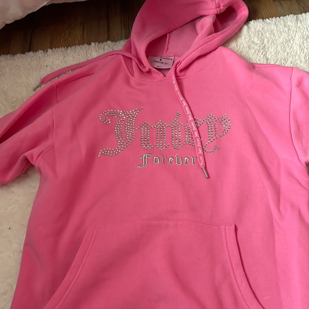 Juicy couture X forever 21 pink hoodie size L